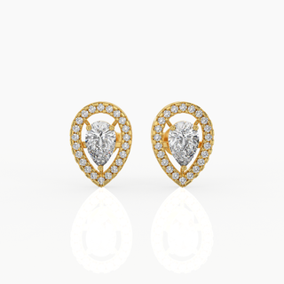 Halo Pear Solitaire Lab-Grown Diamond Stud Earrings