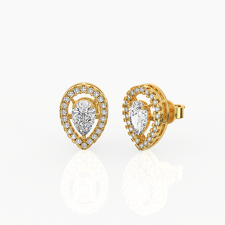 Halo Pear Solitaire Lab-Grown Diamond Stud Earrings