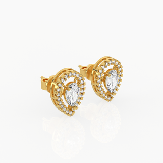 Halo Pear Solitaire Lab-Grown Diamond Stud Earrings