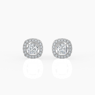 Halo Cushion Solitaire Lab-Grown Diamond Stud Earrings