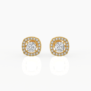 Halo Cushion Solitaire Lab-Grown Diamond Stud Earrings