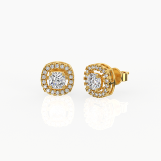 Halo Cushion Solitaire Lab-Grown Diamond Stud Earrings