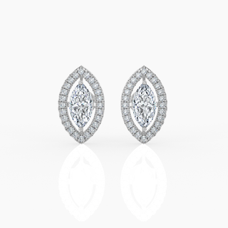 Halo Marquise Solitaire Lab-Grown Diamond Stud Earrings