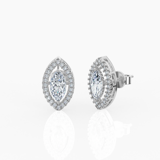 Halo Marquise Solitaire Lab-Grown Diamond Stud Earrings