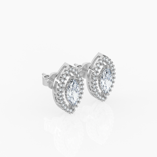 Halo Marquise Solitaire Lab-Grown Diamond Stud Earrings