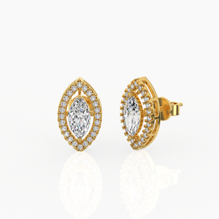 Halo Marquise Solitaire Lab-Grown Diamond Stud Earrings