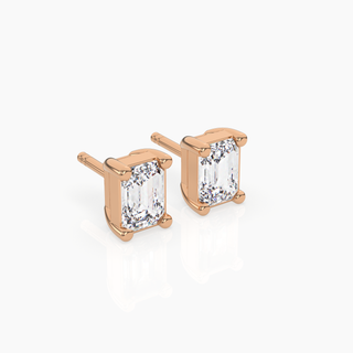 Emerald Solitaire Lab-Grown Diamond Stud Earrings