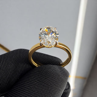 Oval Cut Lab-Grown Diamond Solitaire Ring in 18K Gold