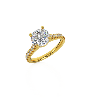 Round Solitaire Ring with Diamond Band