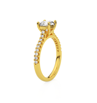 Round Solitaire Ring with Diamond Band