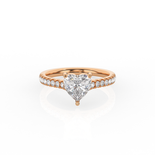 Heart Solitaire Ring with Diamond Band