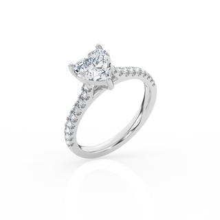 Heart Solitaire Ring with Diamond Band