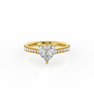 Heart Solitaire Ring with Diamond Band