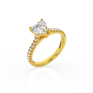 Heart Solitaire Ring with Diamond Band