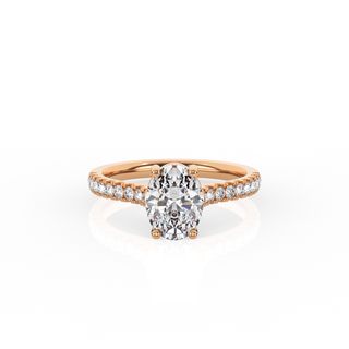 Oval Solitaire Ring with Diamond Band