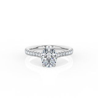 Oval Solitaire Ring with Diamond Band