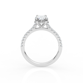 Oval Solitaire Ring with Diamond Band