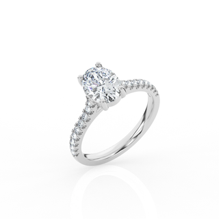 Oval Solitaire Ring with Diamond Band