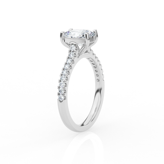 Oval Solitaire Ring with Diamond Band