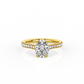 Oval Solitaire Ring with Diamond Band