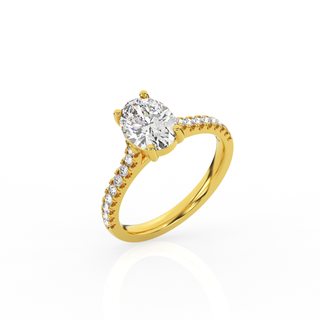 Oval Solitaire Ring with Diamond Band