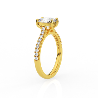 Oval Solitaire Ring with Diamond Band