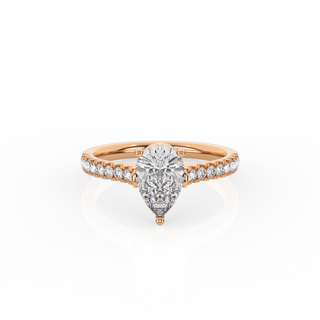 Pear Solitaire Ring with Diamond Band