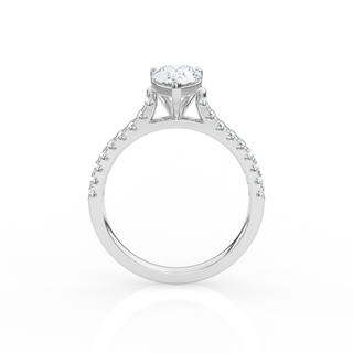 Pear Solitaire Ring with Diamond Band