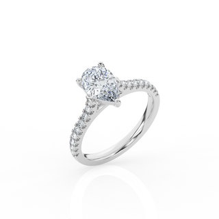 Pear Solitaire Ring with Diamond Band