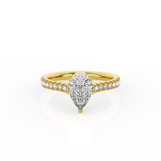 Pear Solitaire Ring with Diamond Band