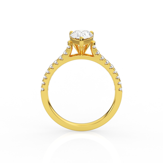 Pear Solitaire Ring with Diamond Band