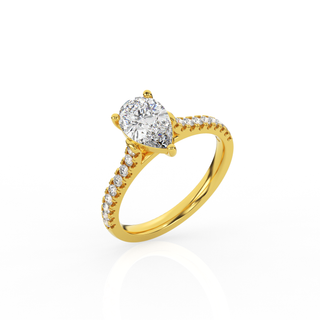 Pear Solitaire Ring with Diamond Band