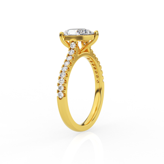 Pear Solitaire Ring with Diamond Band