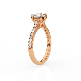 Cushion Solitaire Ring with Diamond Band