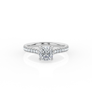 Cushion Solitaire Ring with Diamond Band