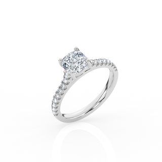 Cushion Solitaire Ring with Diamond Band