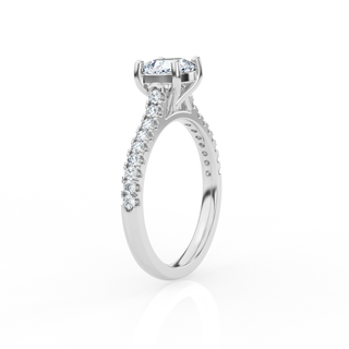 Cushion Solitaire Ring with Diamond Band