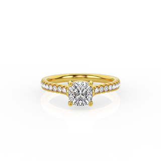 Cushion Solitaire Ring with Diamond Band