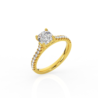 Cushion Solitaire Ring with Diamond Band