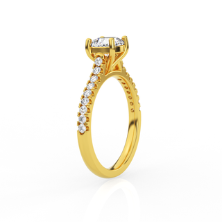 Cushion Solitaire Ring with Diamond Band