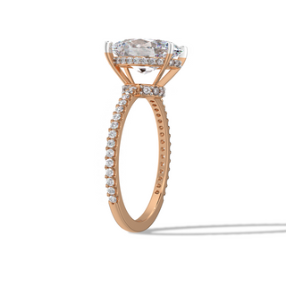2.00cts Oval Hidden Halo With Pave Side Setting Ring