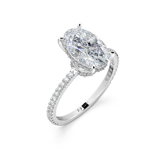2.00cts Oval Hidden Halo With Pave Side Setting Ring
