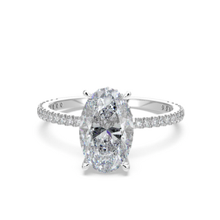 2.00cts Oval Hidden Halo With Pave Side Setting Ring