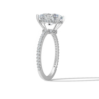 2.00cts Oval Hidden Halo With Pave Side Setting Ring