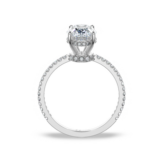 2.00cts Oval Hidden Halo With Pave Side Setting Ring