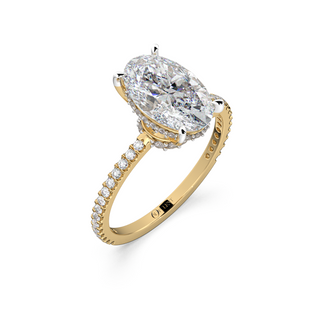 2.00cts Oval Hidden Halo With Pave Side Setting Ring