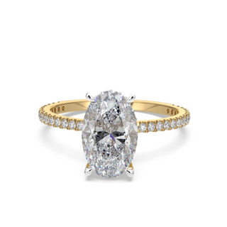 2.00cts Oval Hidden Halo With Pave Side Setting Ring