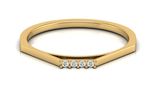 Sleek Gold V-Shape Ring with Diamond Accents