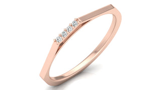 Sleek Gold V-Shape Ring with Diamond Accents