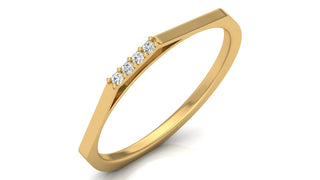 Sleek Gold V-Shape Ring with Diamond Accents